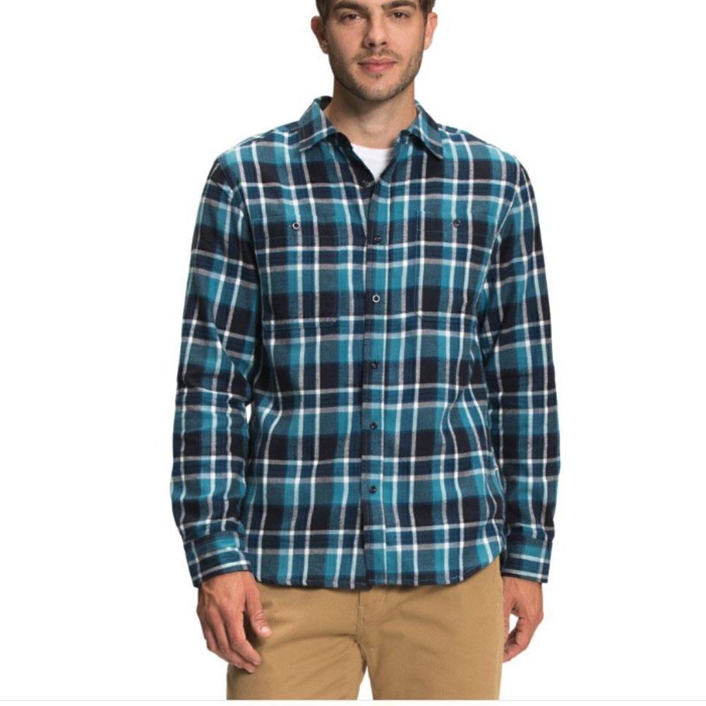 THE NORTH FACE Men's Arroyo Flannel Shirt Blue Plaid Size Large